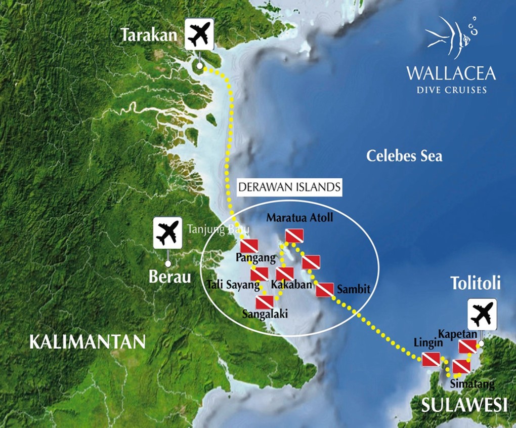 Derawan - Mer de Célèbes - map